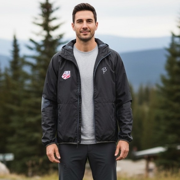 Vintage Bauer Jacket Men's L US Ski Team Black Full Zip Coat Logo Outdoor Winter - Picture 1 of 11